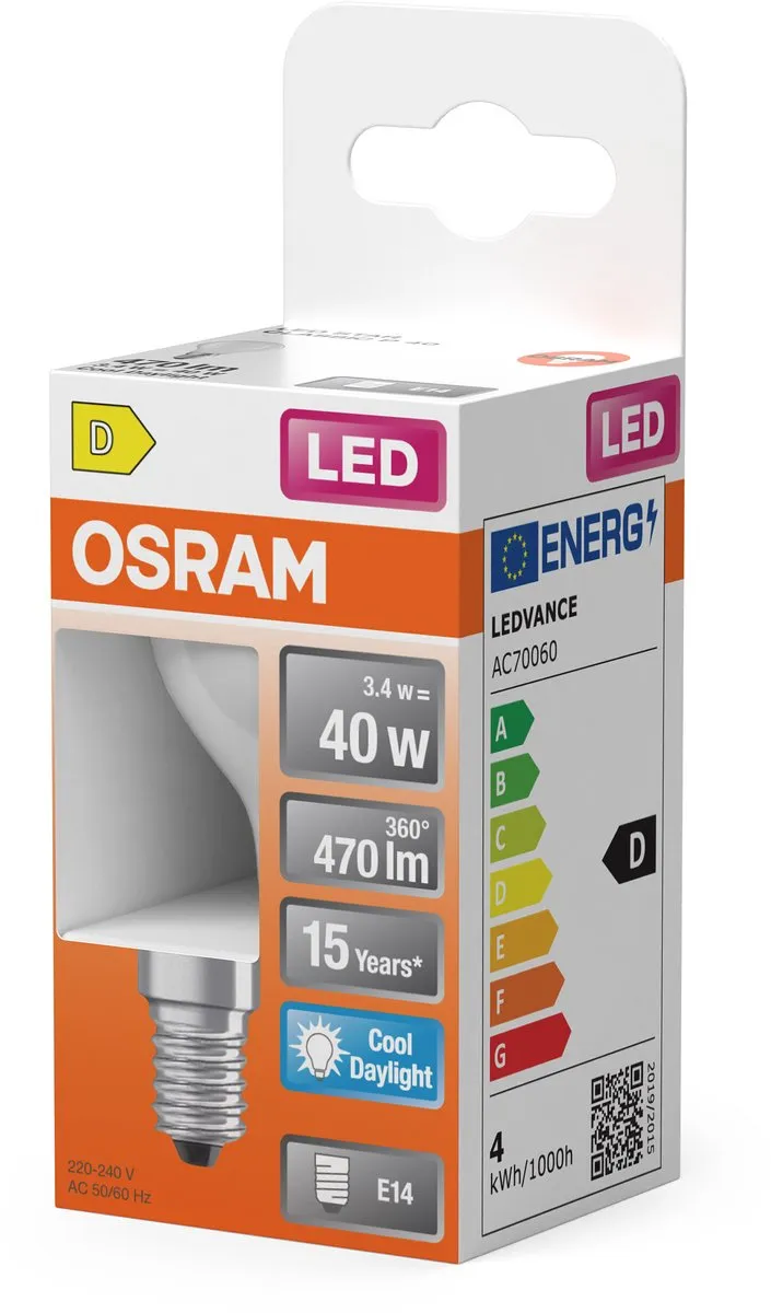 Osram LED Star Globe P40 Filament 3,4W E14 Mat - 470lm 6500K - afbeelding 6 van 6