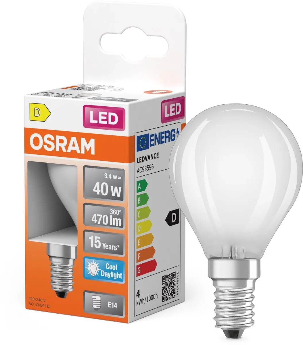 Osram LED Star Globe P40 Filament 3,4W E14 Mat - 470lm 6500K