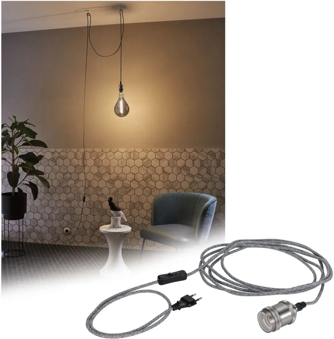 Paulmann Neordic Eldar Hanglamp - Grijs/Nikkel - 1x20W
