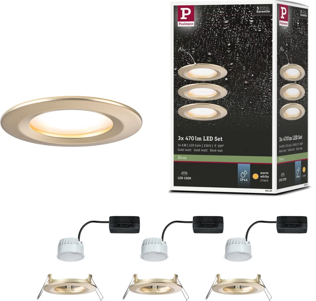 Paulmann Nova Coin Basisset LED-inbouwlamp 3x6W 470lm 2700K