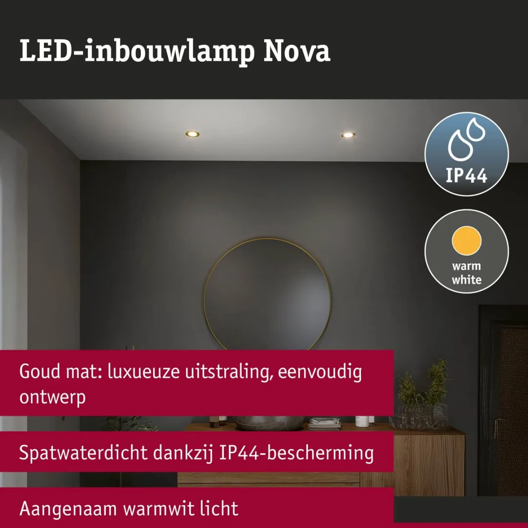 Paulmann Nova Coin Basisset LED-inbouwlamp 3x6W 470lm 2700K - Goud mat