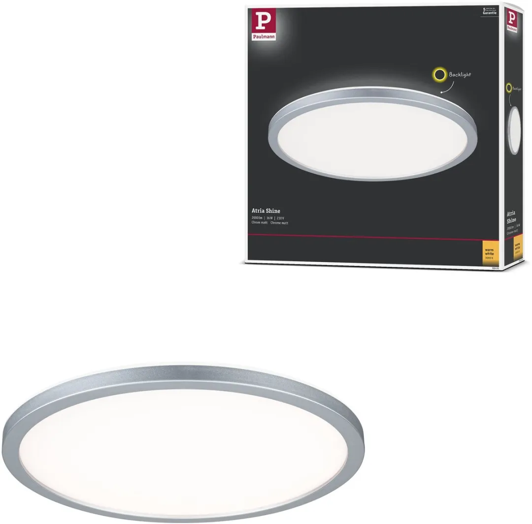 Paulmann Atria Shine LED-paneel 16W 1600lm 3000K - Ø29.3cm - Chroom mat