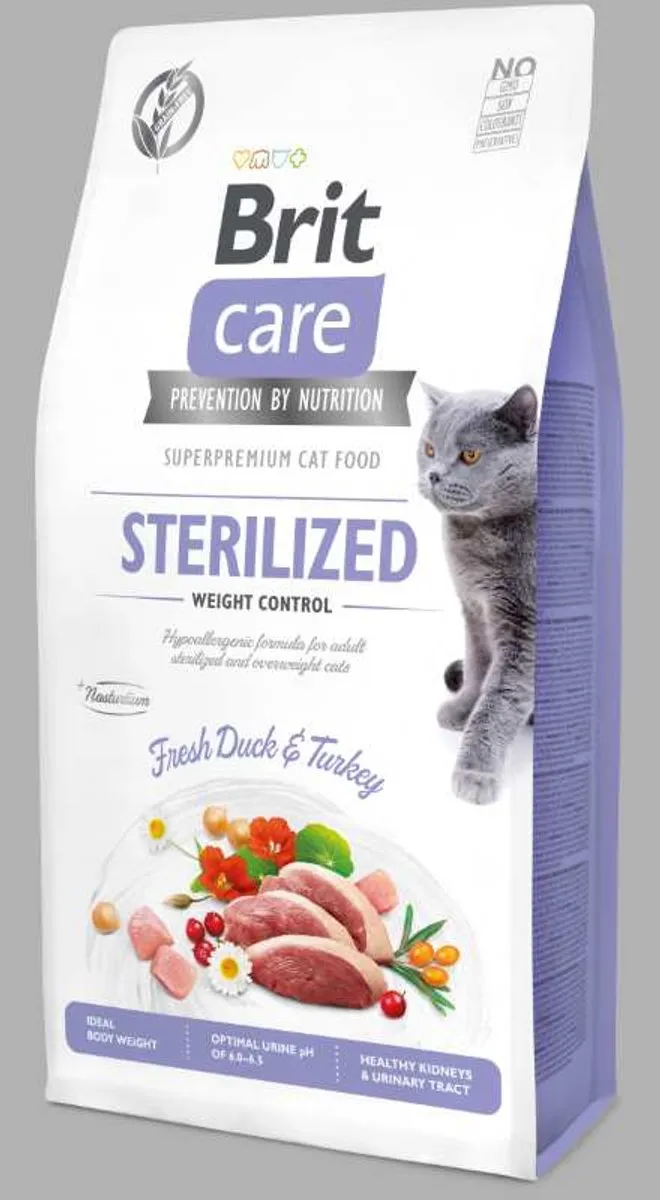 Brit Care Sterilised Weight Control Kattenvoer - Eend & Kalkoen 7kg