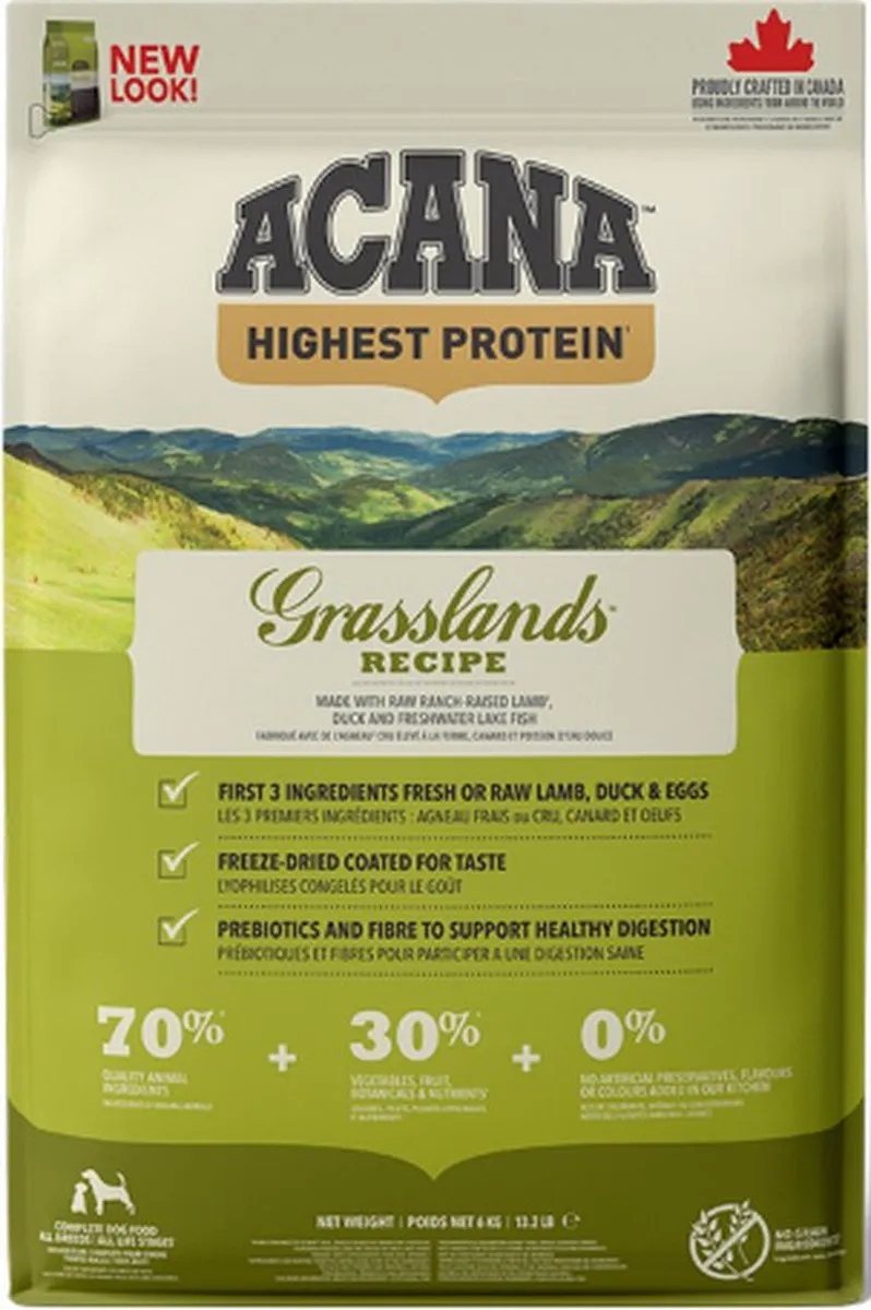 Acana Regionals Grasslands Dog Lam&Eend&Witvis - Hondenvoer - 11.4 kg