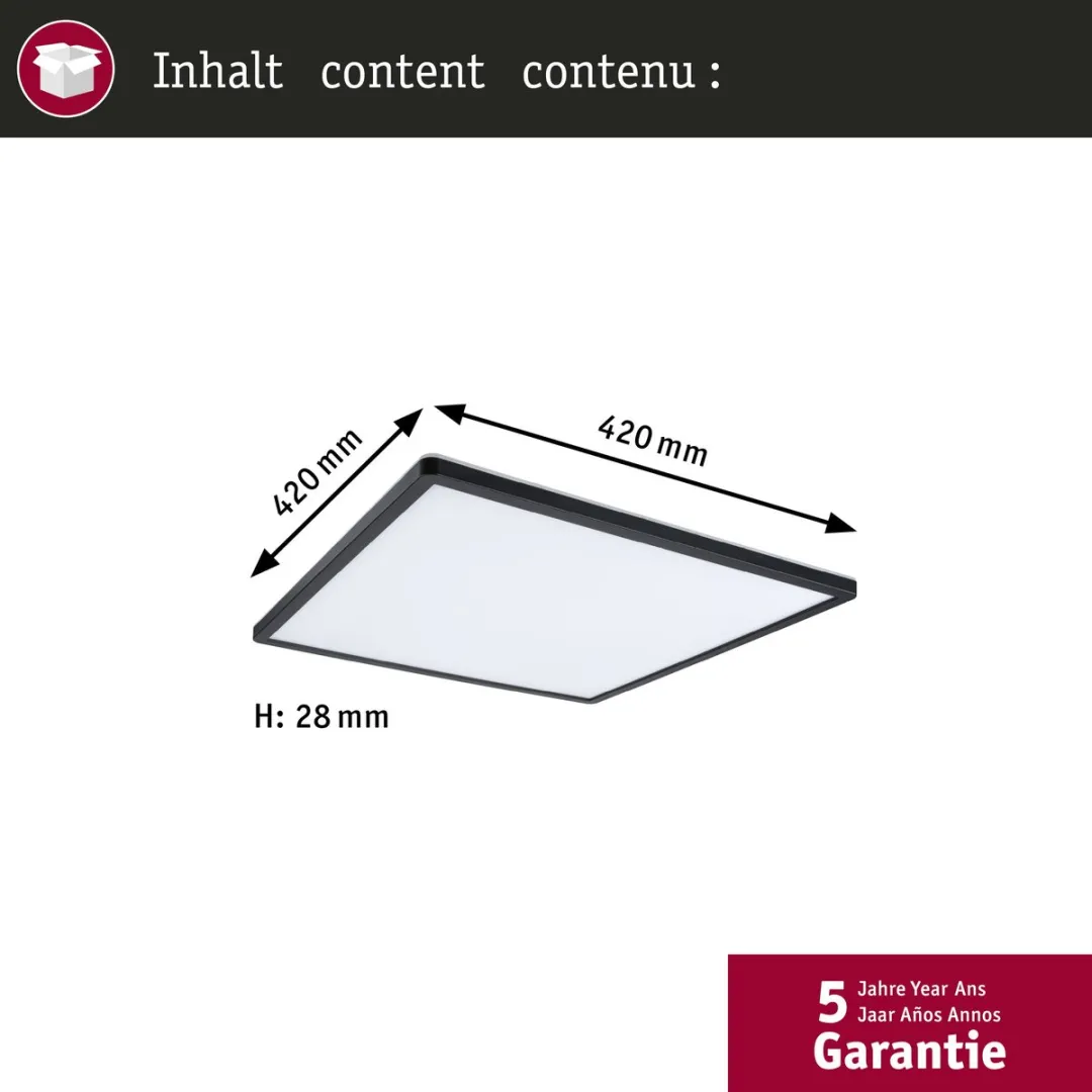 Paulmann Atria Shine LED-paneel 22W 2200lm 3000K - Zwart