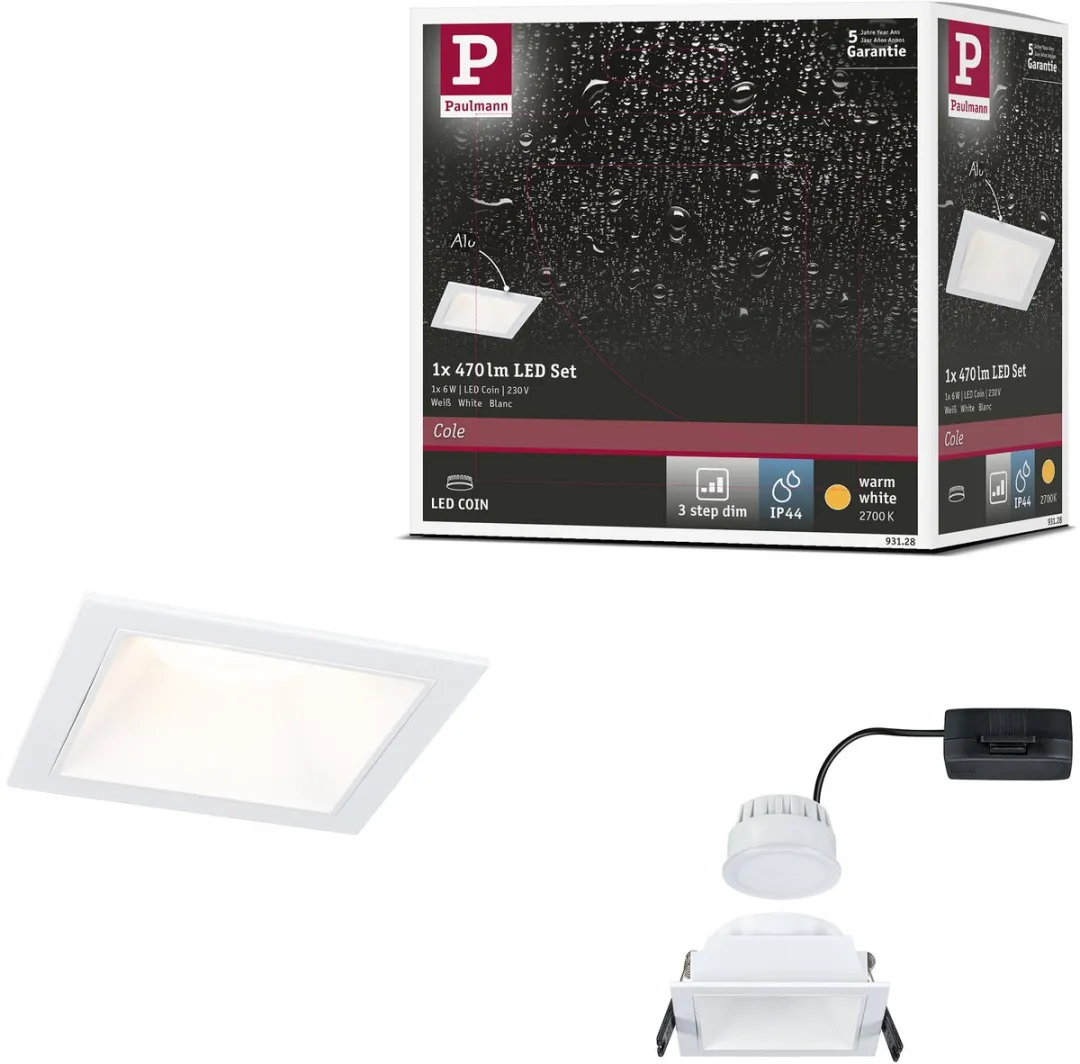 Paulmann LED-inbouwlamp Cole Coin 6W 470lm 2700K IP44