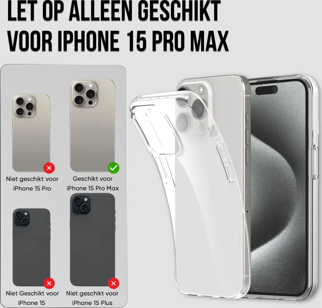 NUVEX iPhone 15 Pro Max Telefoonhoesje - Transparant