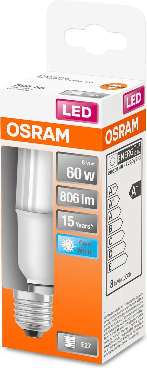 Osram LED Ballon E27 8W Koelwit Mat - 4000K