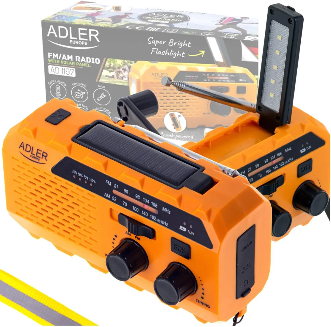 Adler AD 1197 Radio op Zonne-energie - Oranje - afbeelding 2 van 6