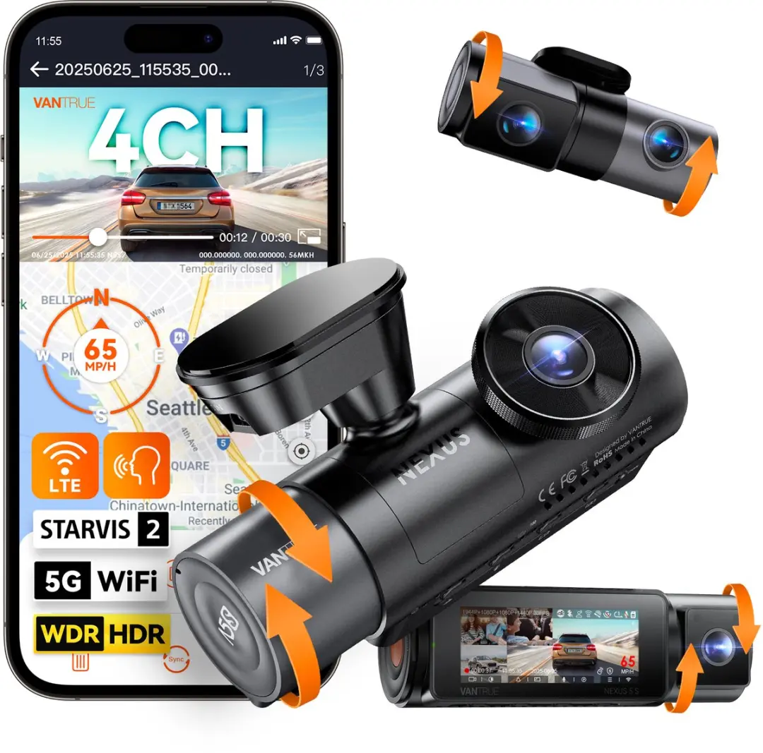 Vantrue N5S 4-kanaals 360 graden WiFi-dashcam, STARVIS 2, IR-nachtzicht, 2.7K+10