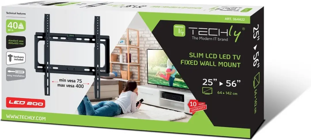 Techly ICA-PLB-262M TV-muurbeugel 25-56 inch - Zwart - afbeelding 3 van 6