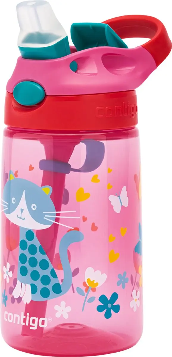 Contigo Gizmo Flip Drinkfles - 420ml - Cherry with Cat - afbeelding 5 van 6