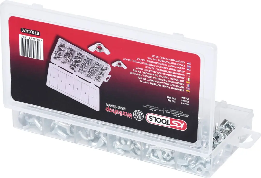 KS Tools Vleugelmoeren Set M4-M10 - 150-delig - afbeelding 4 van 6