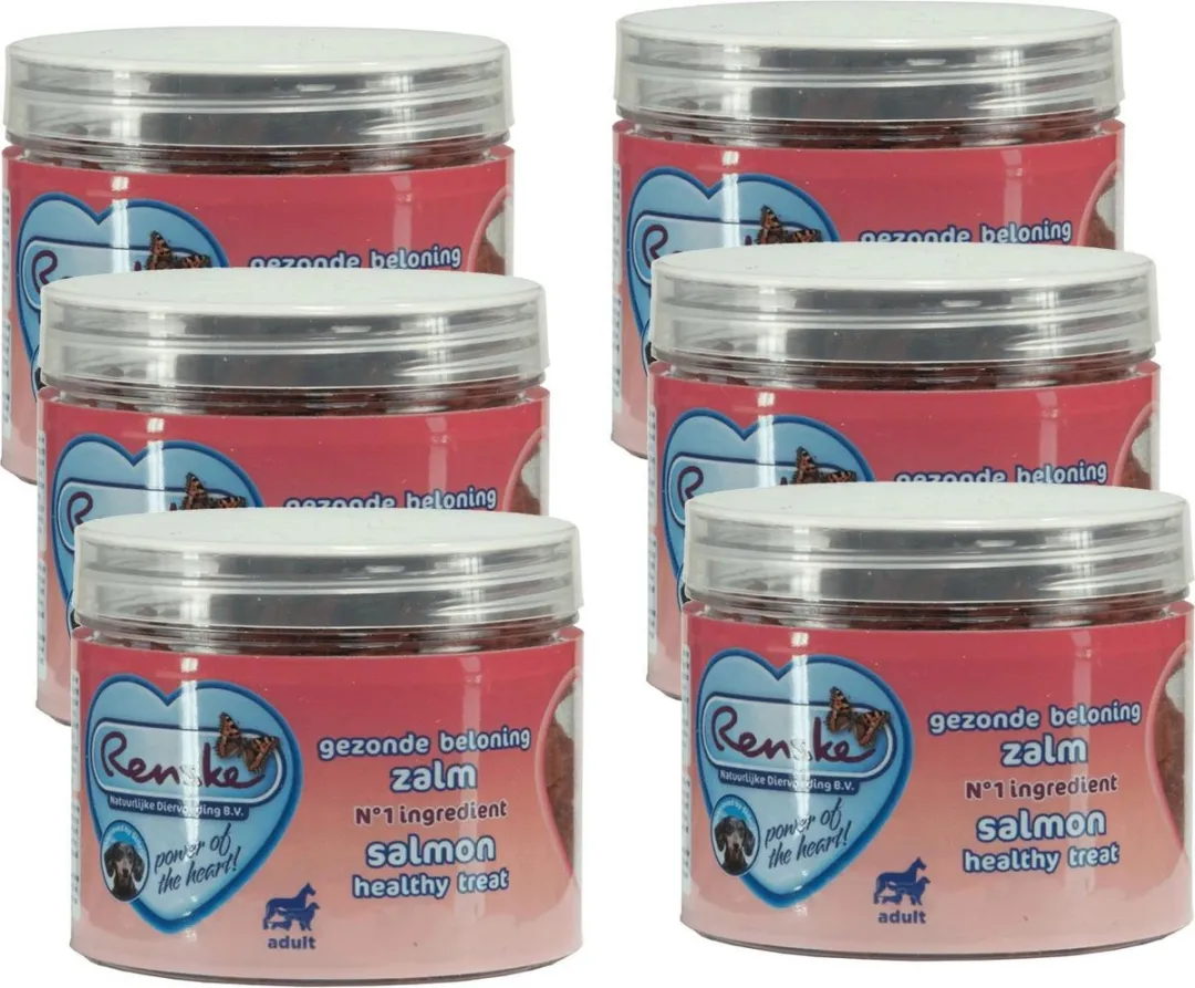 Renske Gezonde Beloning Hartjes Zalm 100g - 6 Stuks