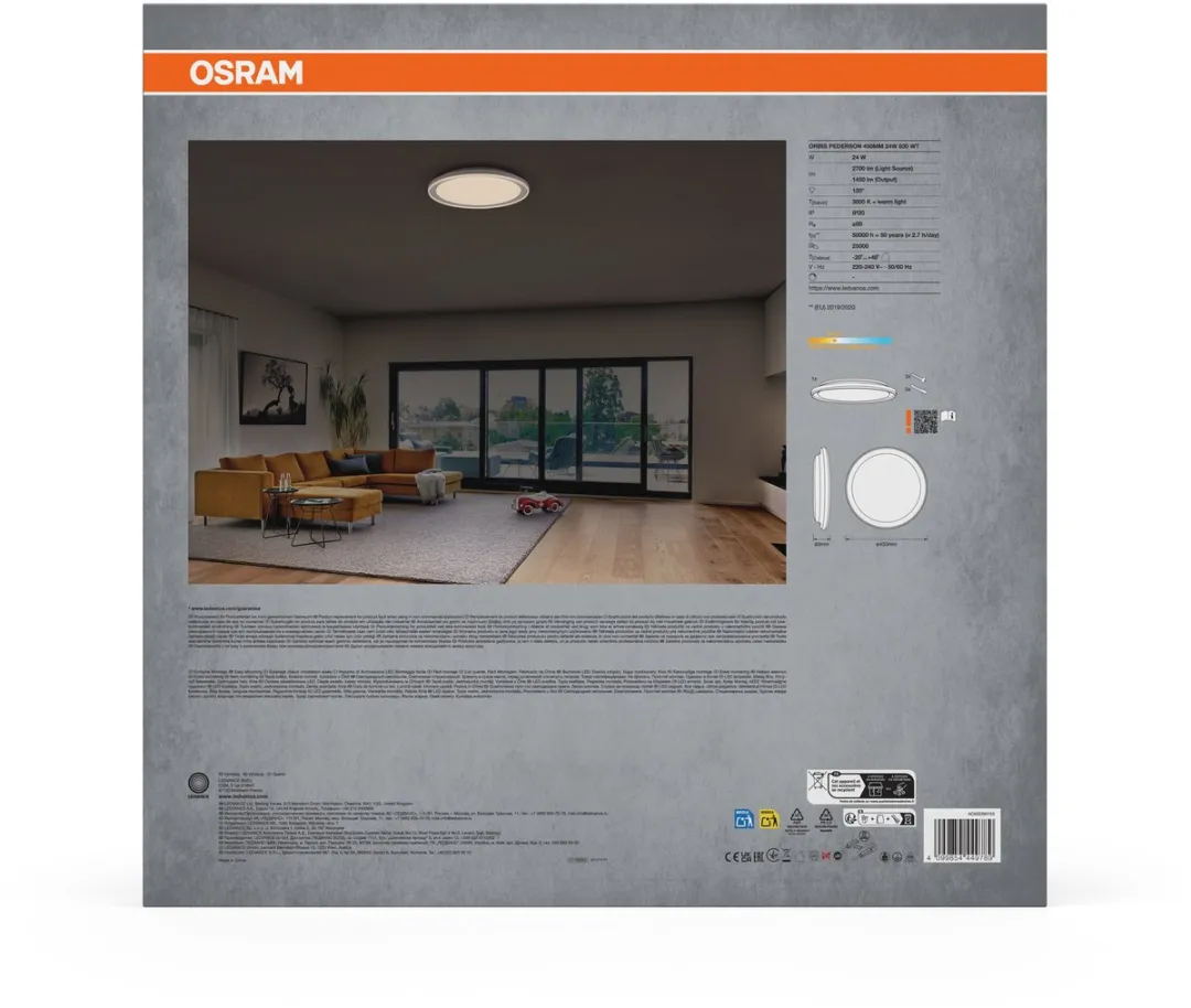 Osram Orbis Pederson LED Plafondlamp 24W 1450lm - 450mm - IP20