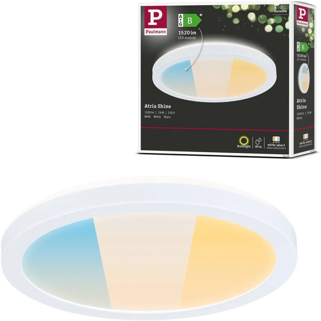 Paulmann Atria Shine LED-paneel 7,6W 1100lm 19cm