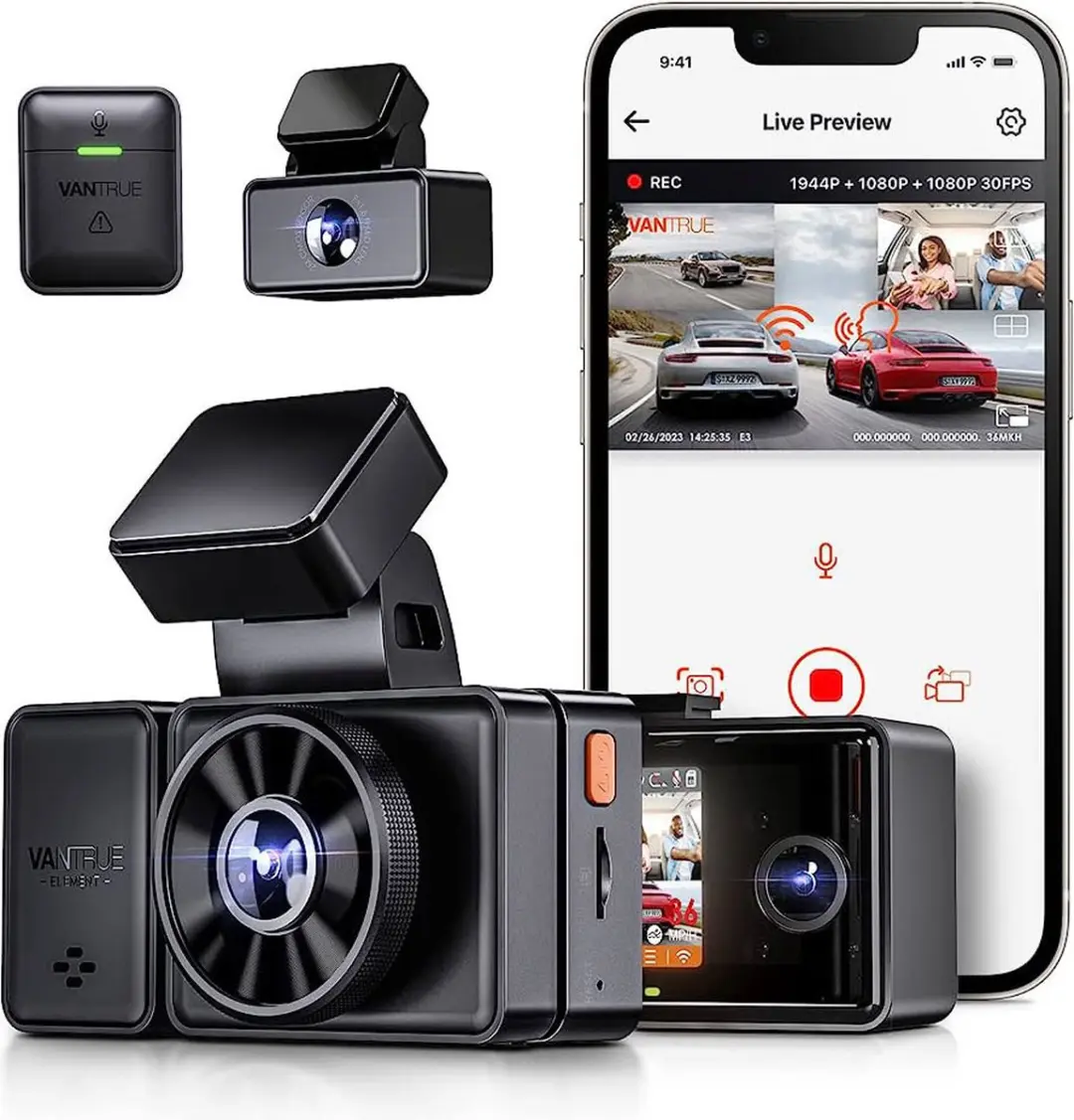 Vantrue E3 Triple 3CH 2K QuadHD Wifi GPS dashcam voor auto