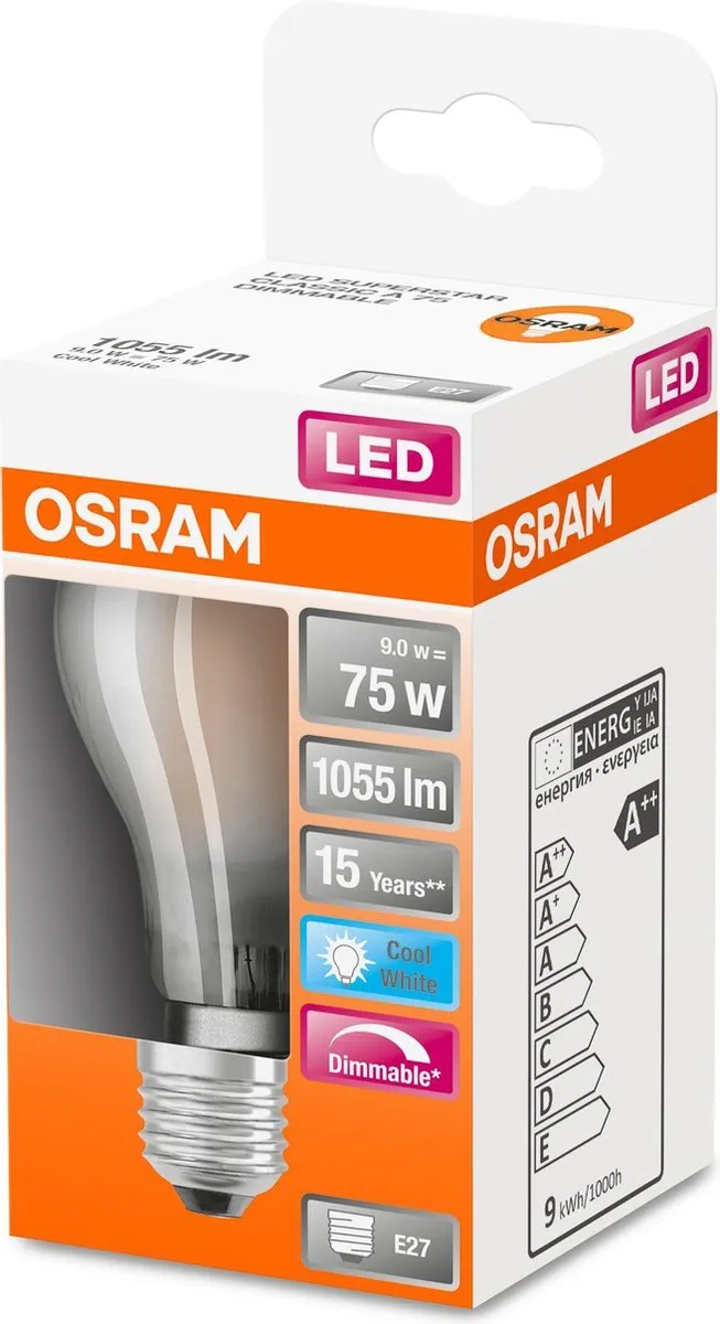 Osram LED-lamp E27 7.5W Koelwit - Mat - 4000K - afbeelding 6 van 6