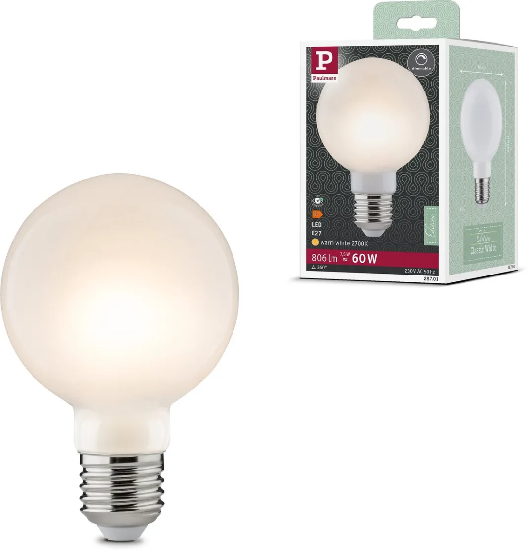 Paulmann Filament LED Globe G80 E27 7,5W 806lm - Mat - 2700K