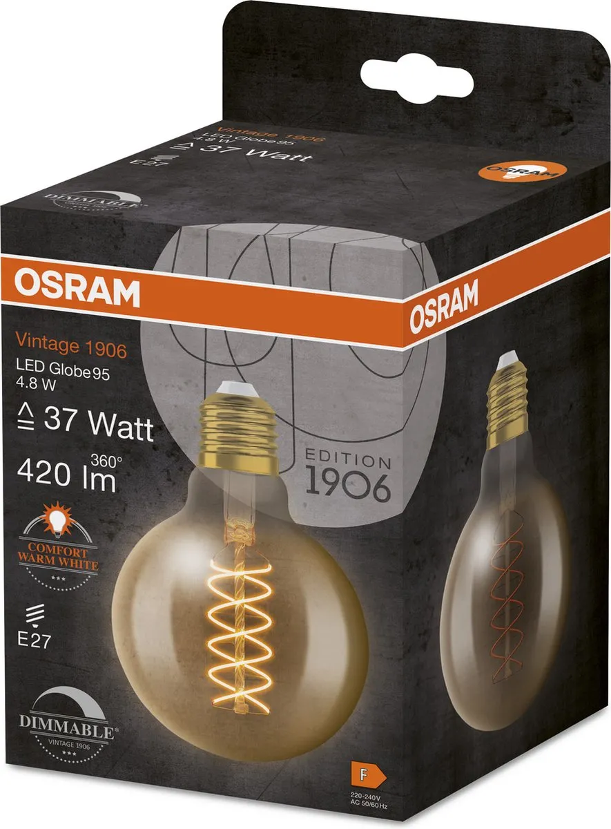 Osram LED Globe E27 4.8W Warmwit - 2200K - afbeelding 6 van 6