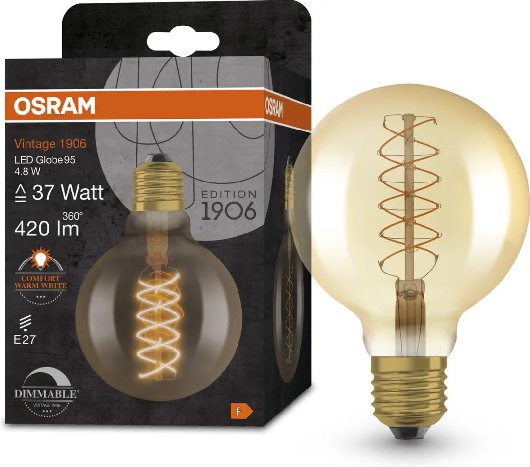 Osram LED Globe E27 4.8W Warmwit - 2200K