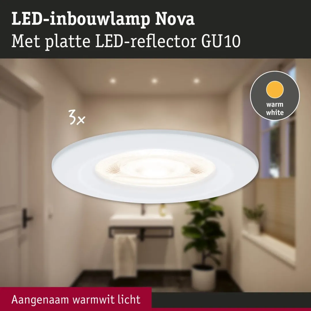 Paulmann Nova GU10 LED-inbouwlamp 3x4,9W 550lm 2700K - Wit mat