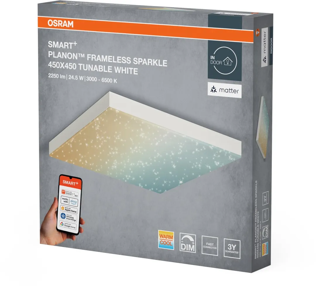Osram SMART+ Matter Planon Frameless Sparkle LED Paneel 450x450mm - 24.5W - 1300lm