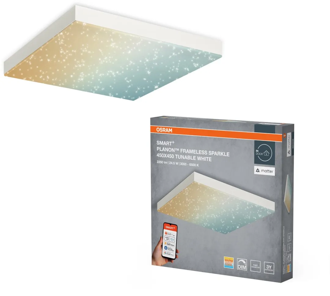 Osram SMART+ Matter Planon Frameless Sparkle LED Paneel 450x450mm - 24.5W - 1300lm