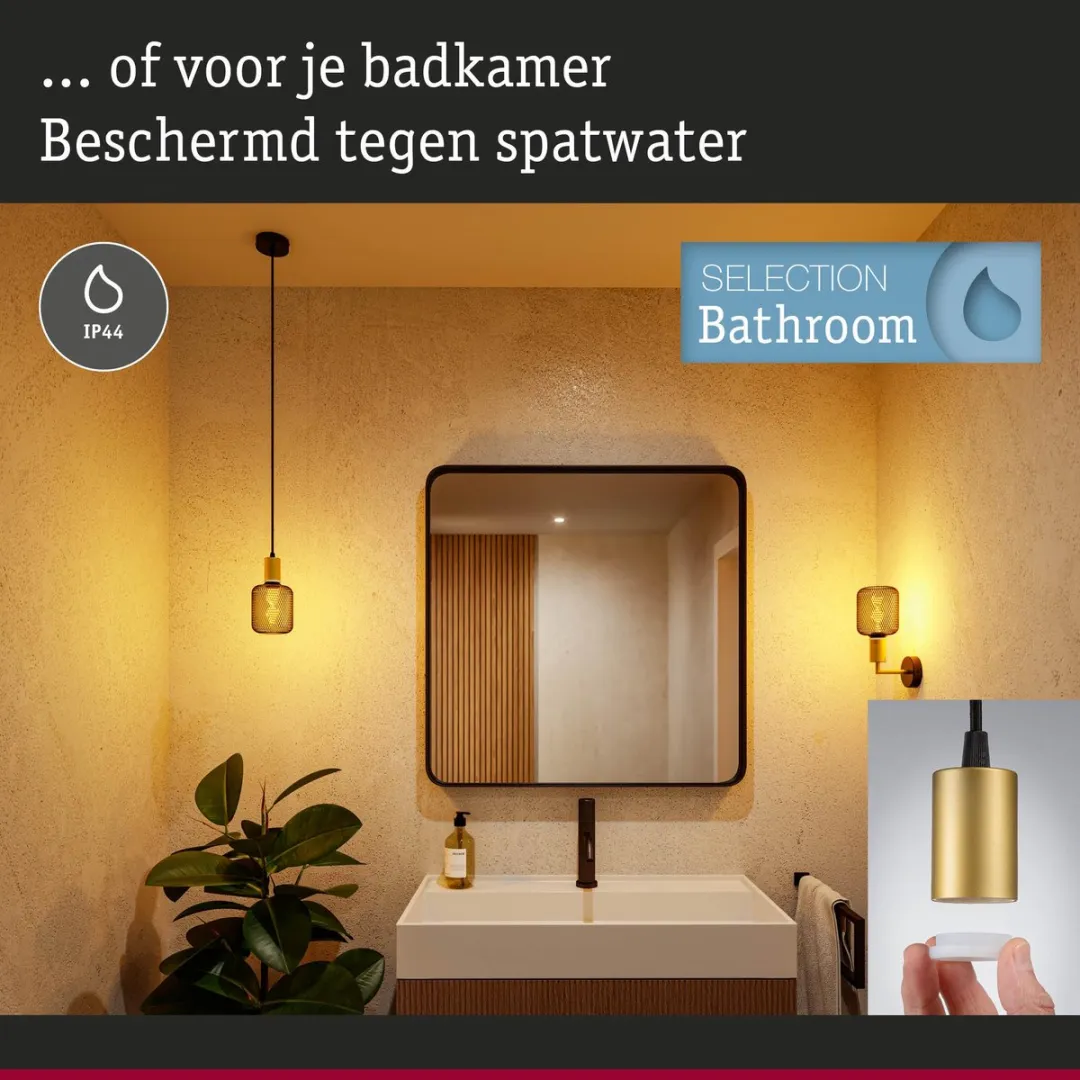 Paulmann Hanglamp Ravi IP44 E27 60W - Zwart mat, Goud