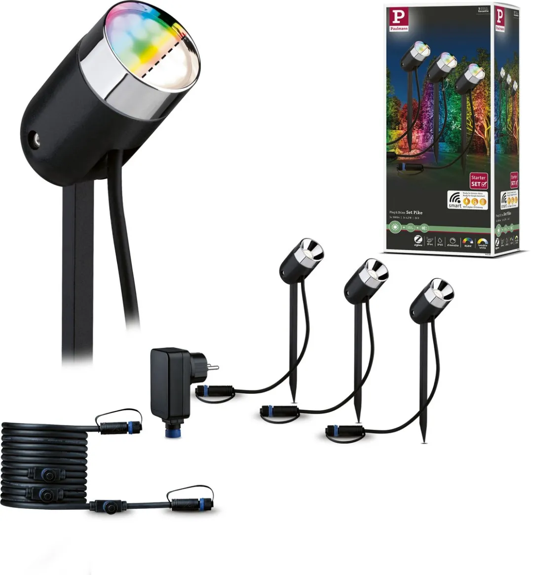 Paulmann Plug & Shine Pike Basisset LED Tuinspots Zigbee 3.0 RGBW+