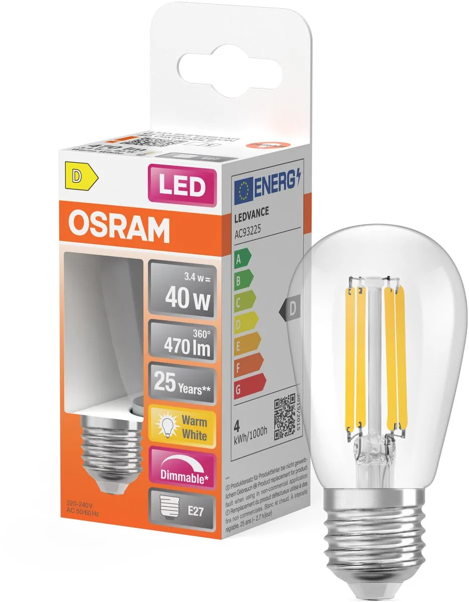Osram LED Superstar Edison ST45 3,4W - 470lm Warm Wit - E27