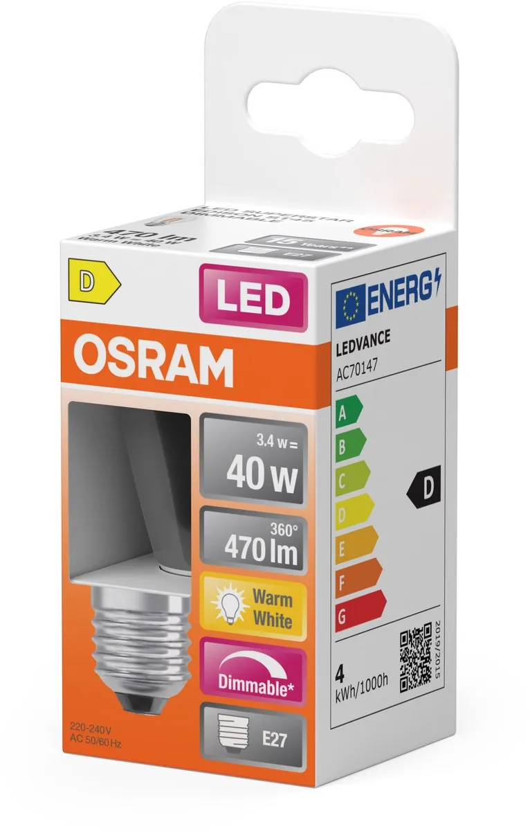 Osram LED Superstar Edison ST45 3,4W - 470lm Warm Wit - E27