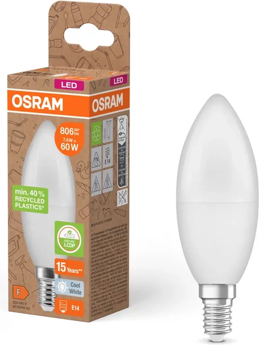 Osram Classic LED E14 Kaarslamp 7.5W 806lm - Koel wit - afbeelding 6 van 6