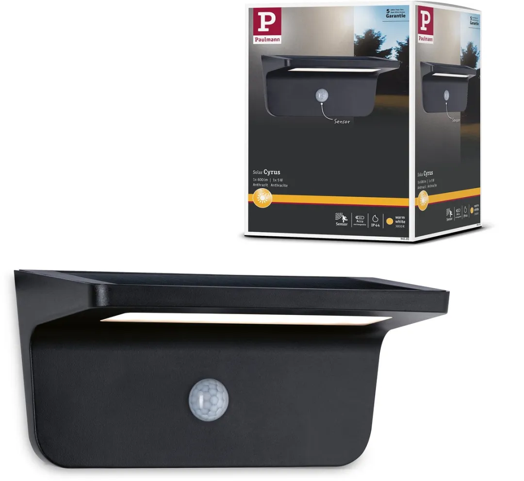 Paulmann Solar LED Wandarmatuur Cyrus IP44 - 350lm Antraciet