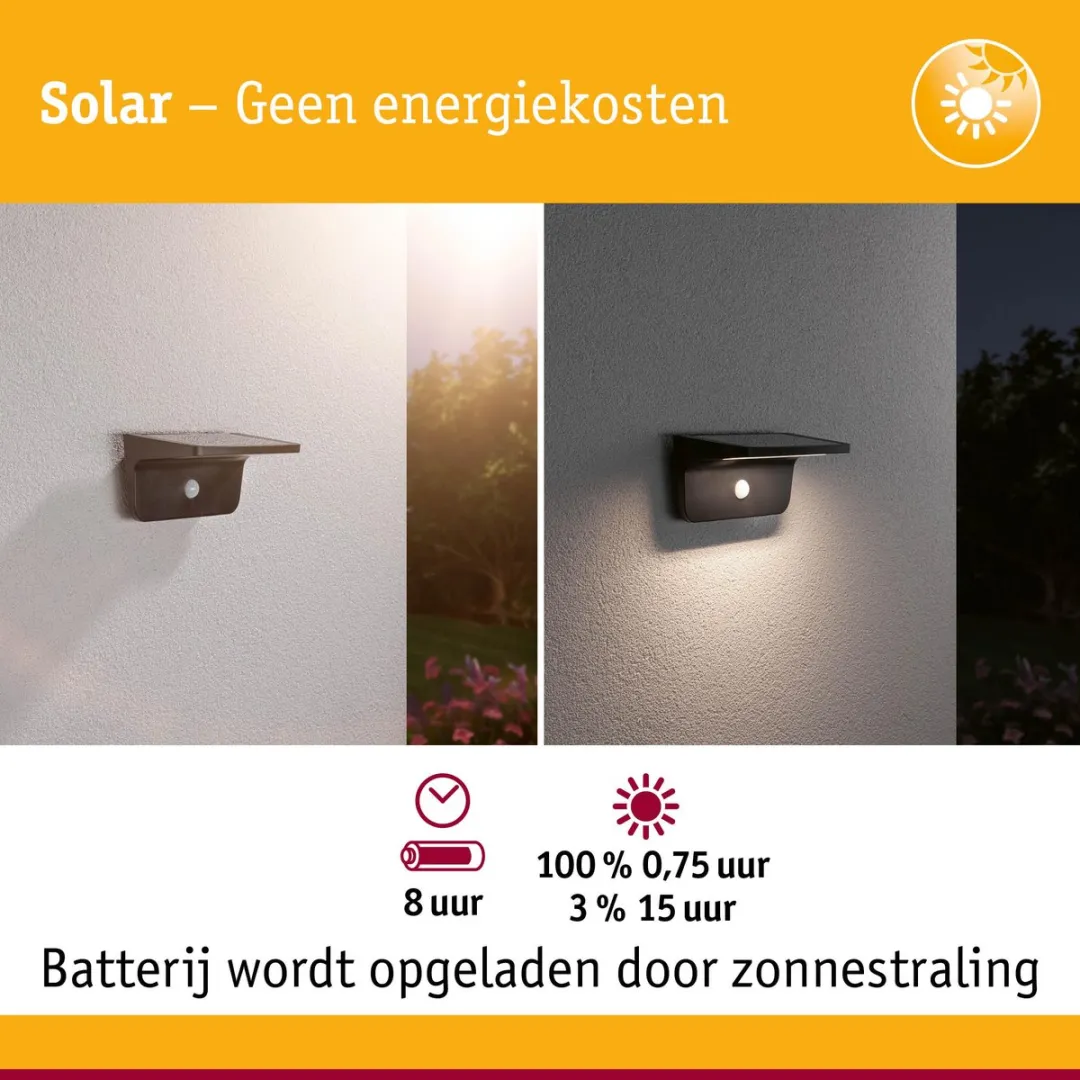 Paulmann Solar LED Wandarmatuur Cyrus IP44 - 350lm Antraciet