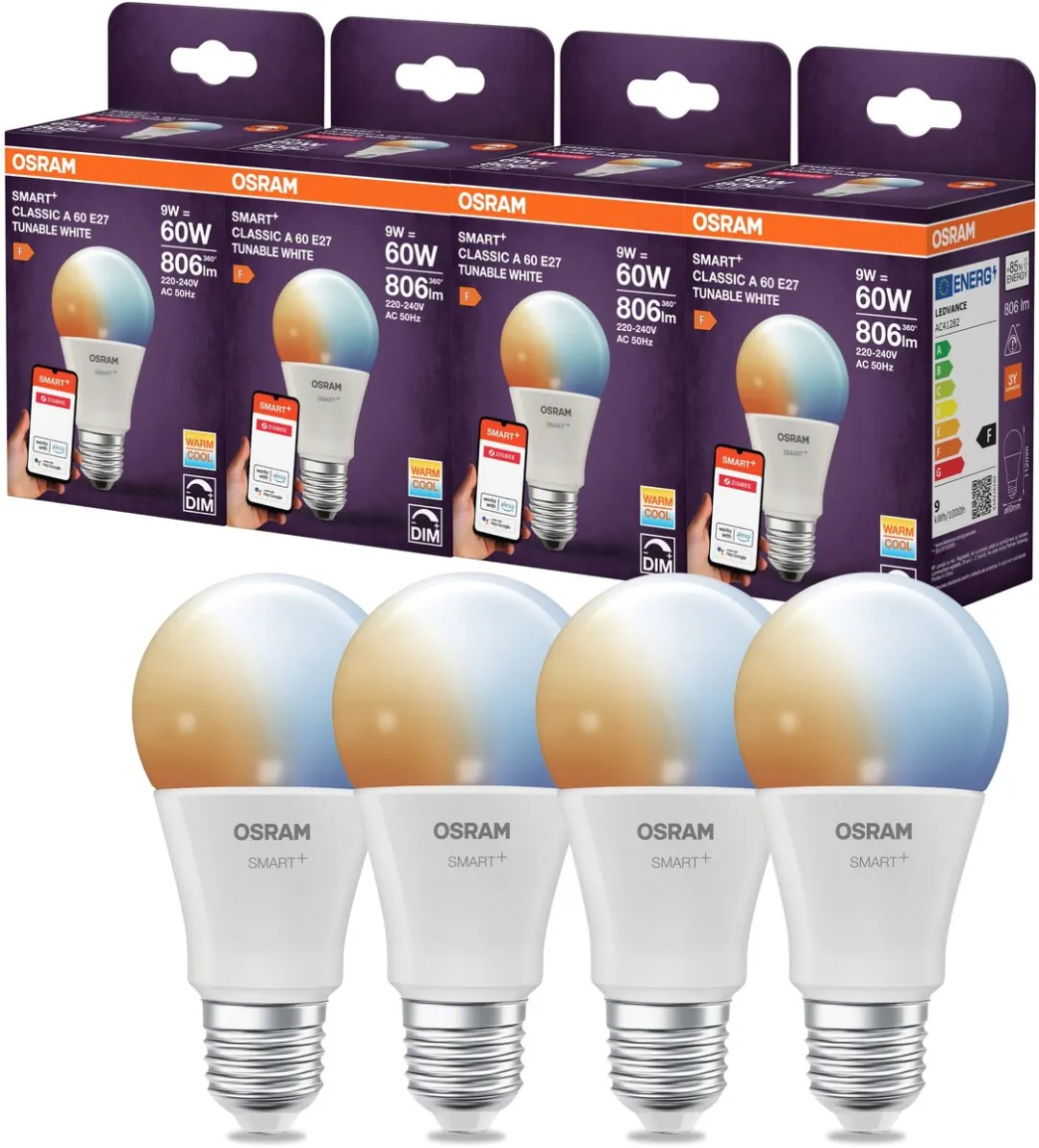 Osram Smart LED A60 E27 9W ZigBee - Instelbaar wit 2700-6500K
