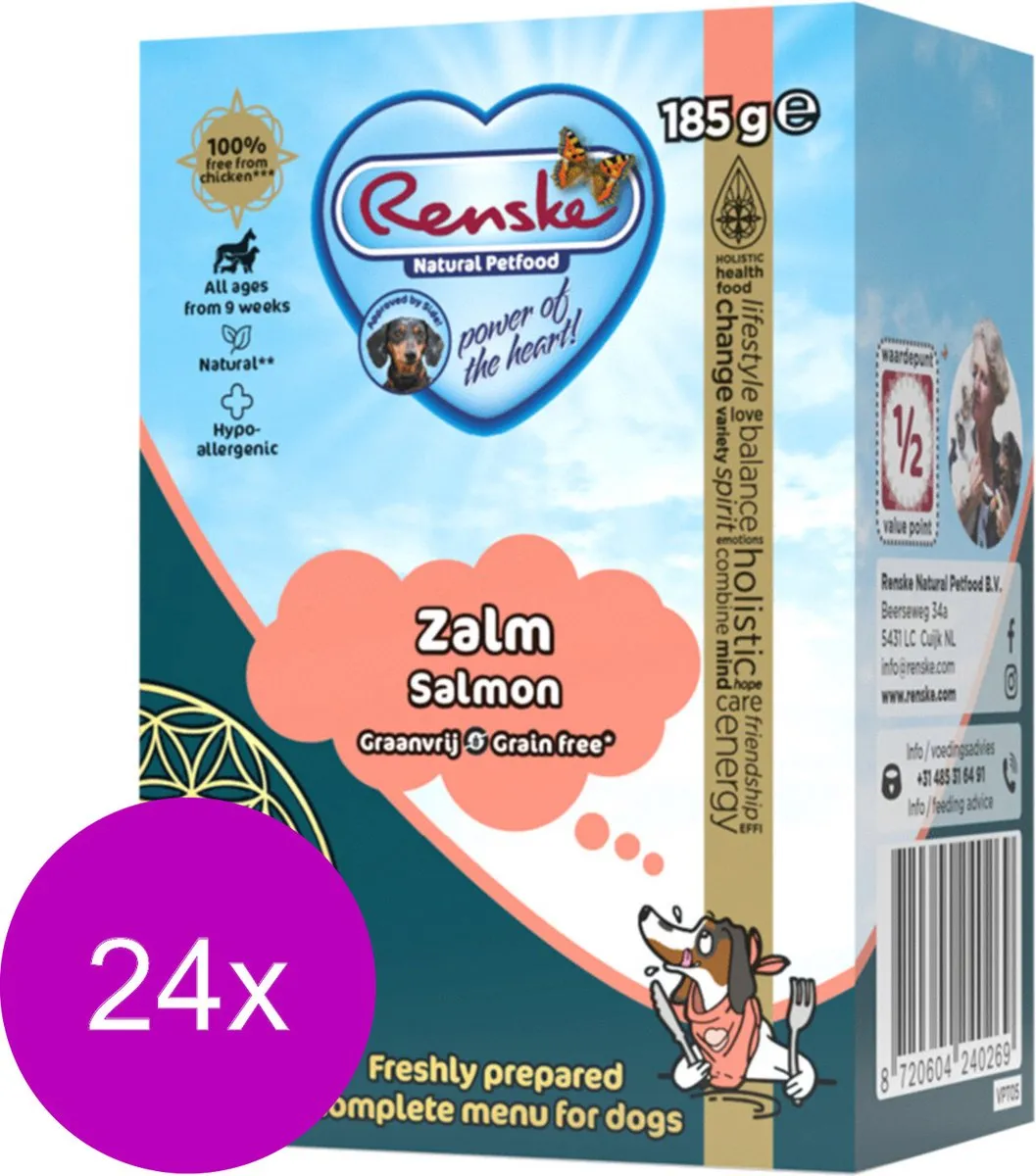 Renske Vers Graanvrij Hondenvoer Zalm - 24x185g