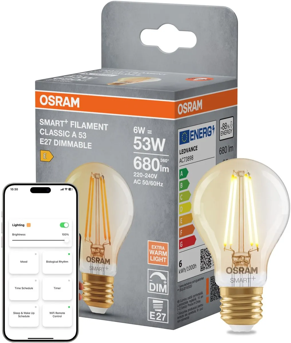 Osram SMART+ A53 LED-lamp 6W 2400K E27 - Mat goud - Dimbaar via app