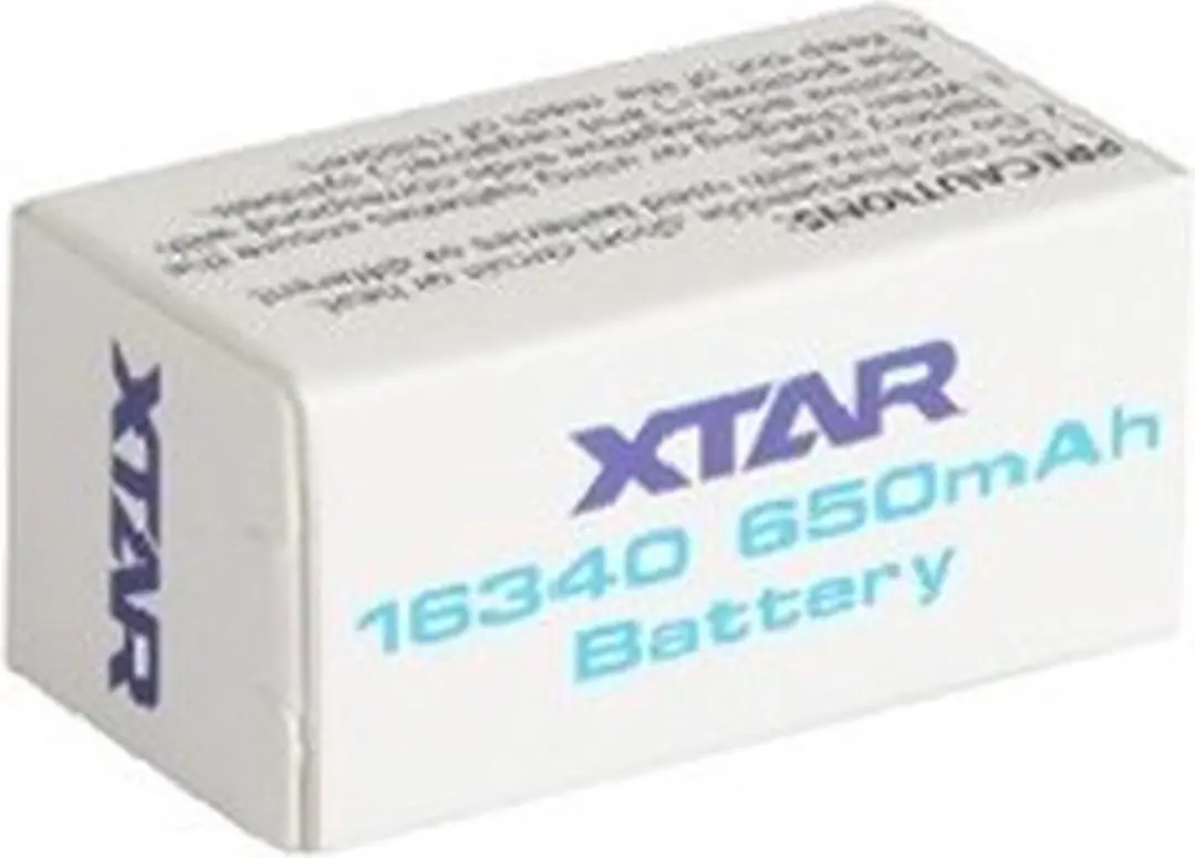 XTAR 16340 Li-ion Batterij 650mAh - Beveiligd - afbeelding 2 van 3