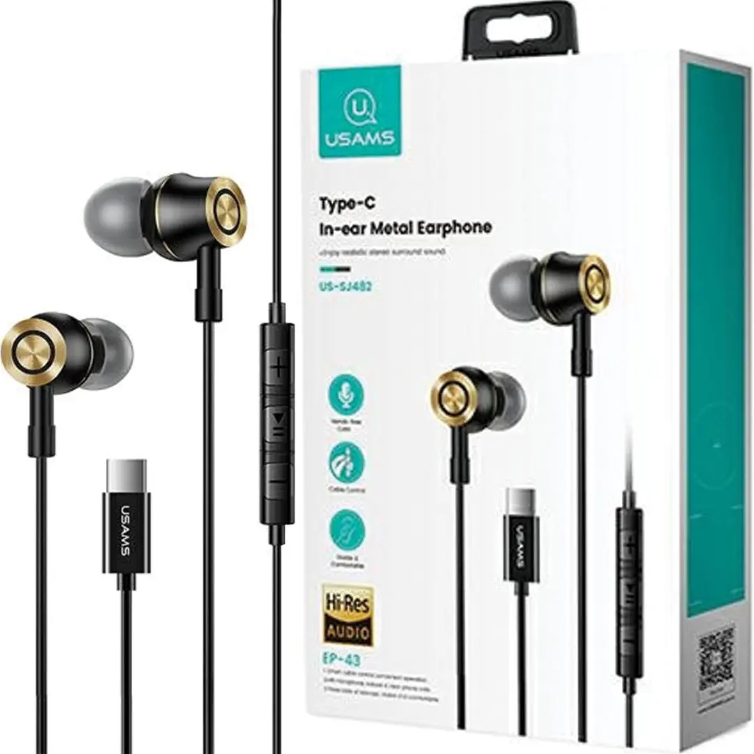 USAMS Metalen In-Ear Oordopjes met USB-C aansluiting