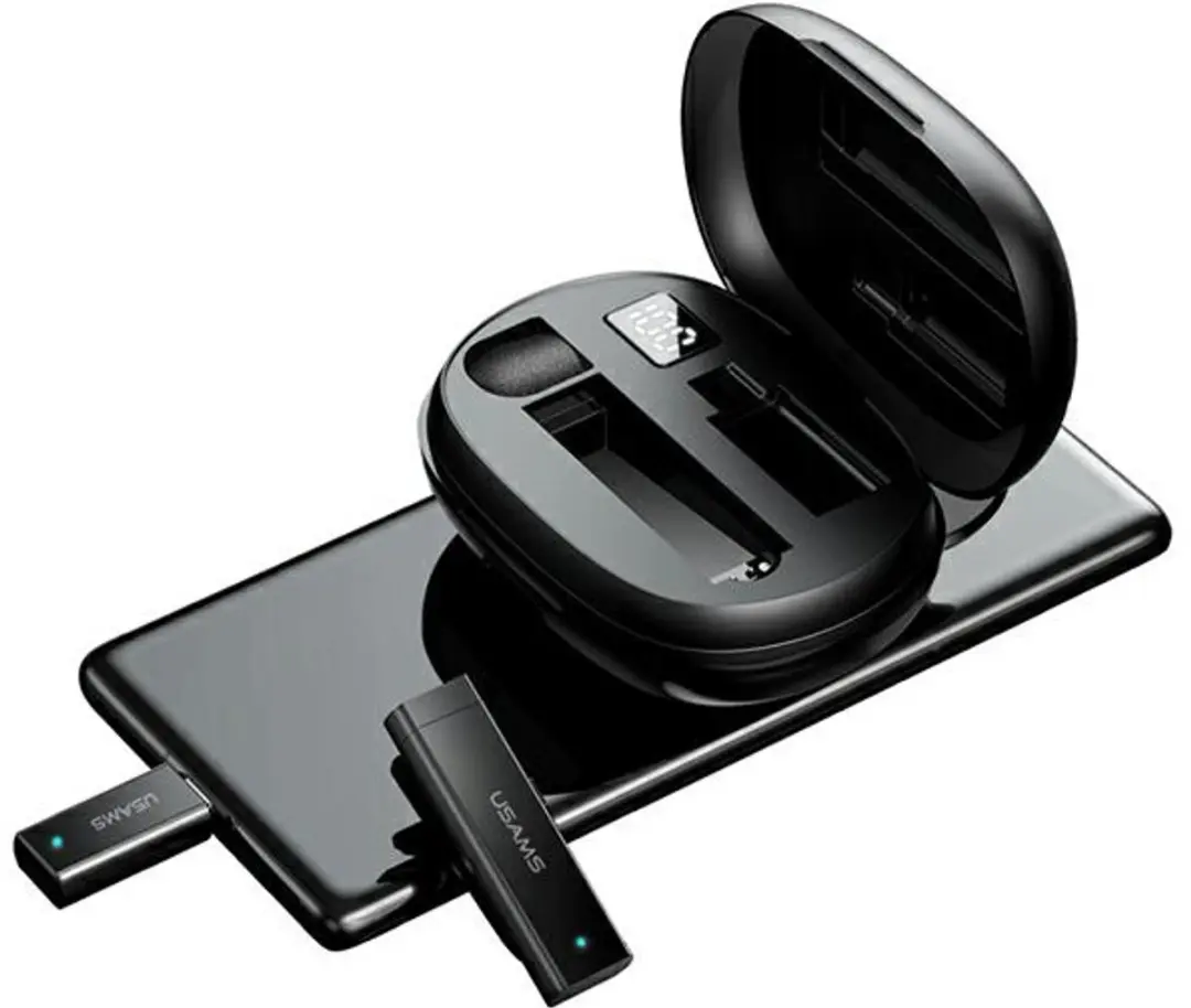 USAMS Draadloze Dasspeldmicrofoon USB-C - Zwart - afbeelding 2 van 6