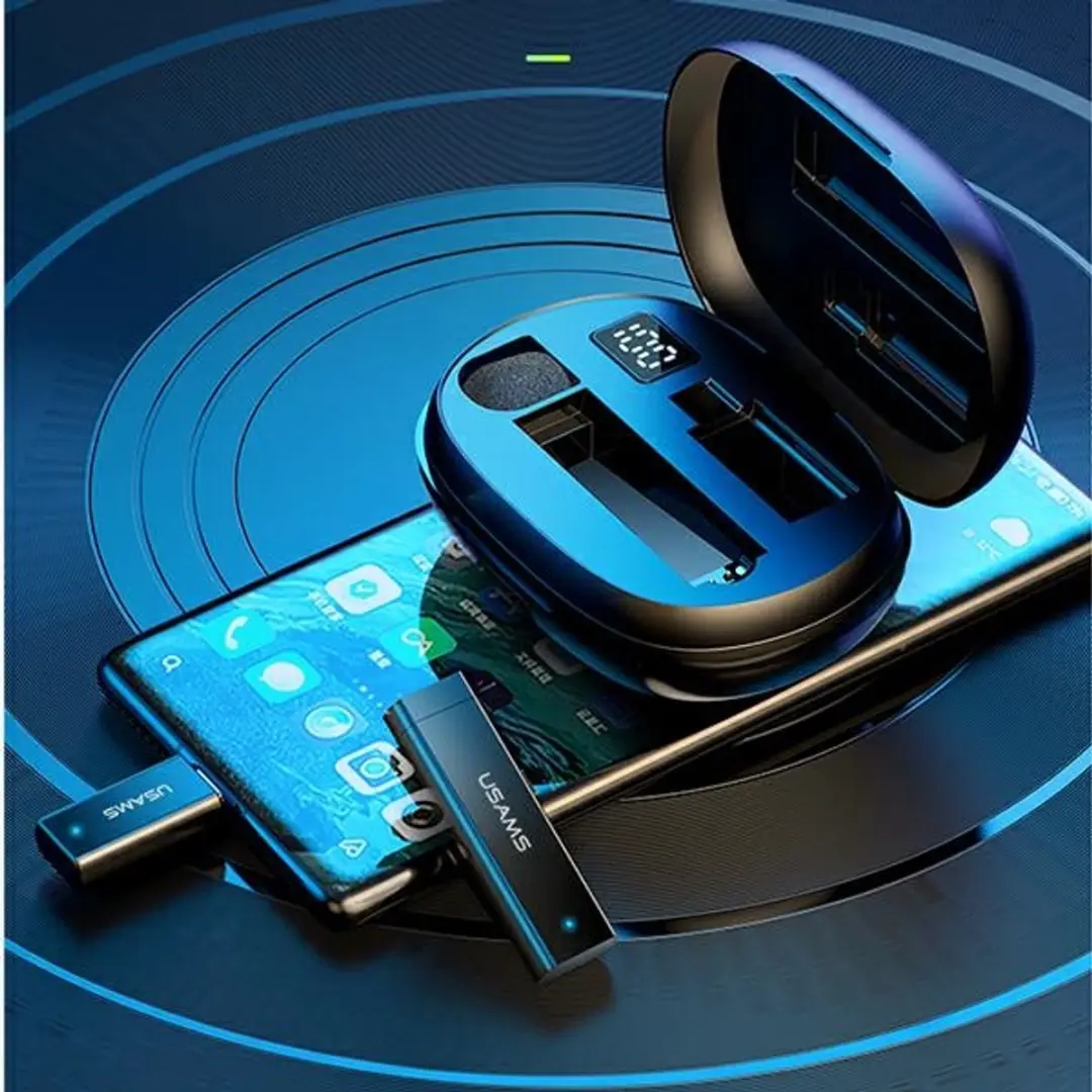 USAMS Draadloze Dasspeldmicrofoon USB-C - Zwart - afbeelding 4 van 6