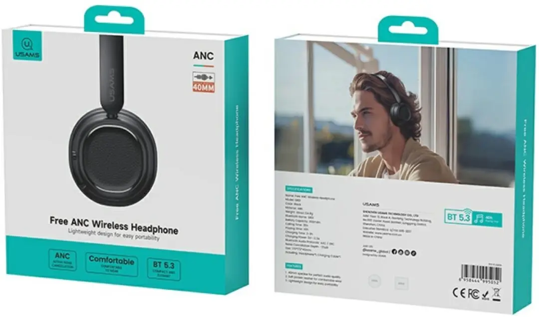 USAMS SR01 ANC Over-ear Koptelefoon - Bluetooth 5.3 - afbeelding 4 van 6