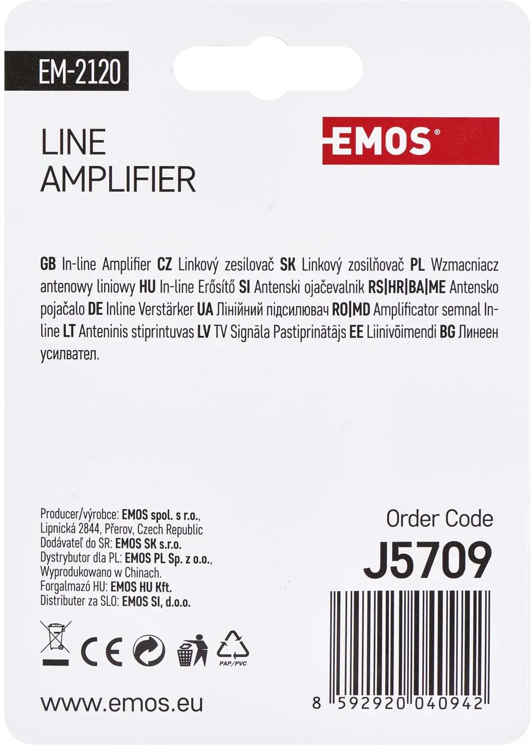 Emos DVB-T/T2 Signaalversterker 20dB J5709 - afbeelding 4 van 6