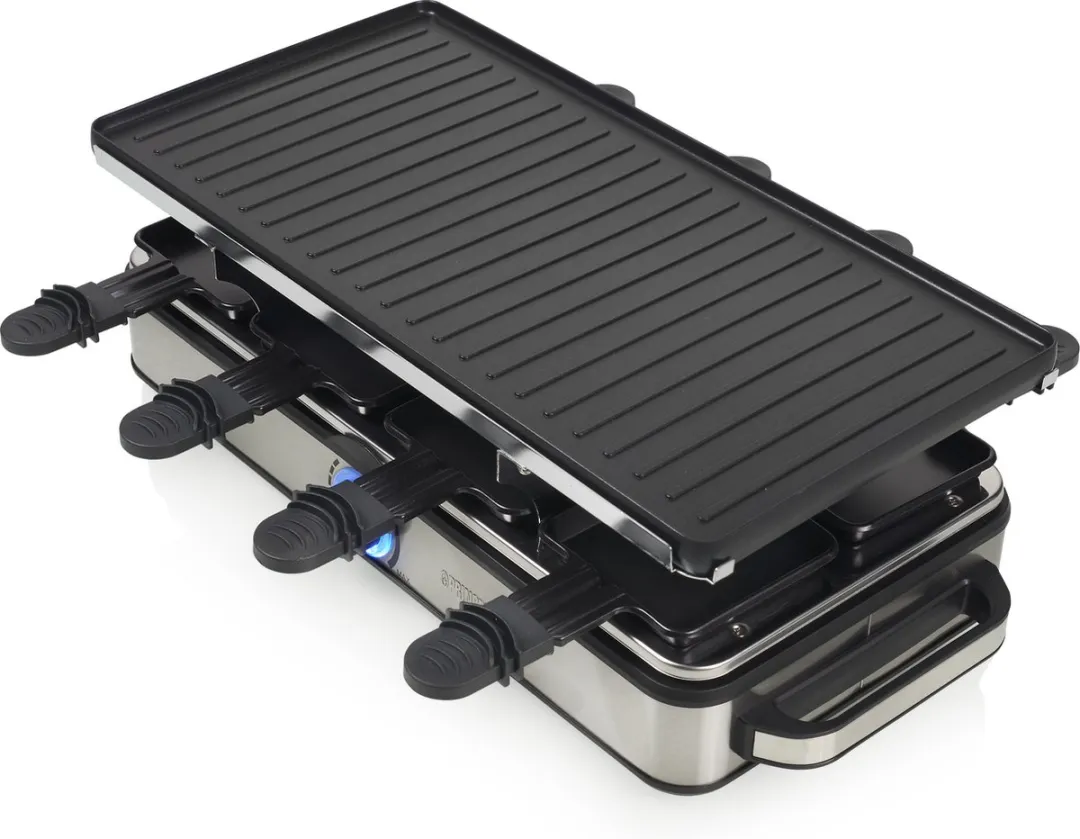 Princess 162645 Raclette 8 Personen - 1400W - 8 Pannetjes - Zilver