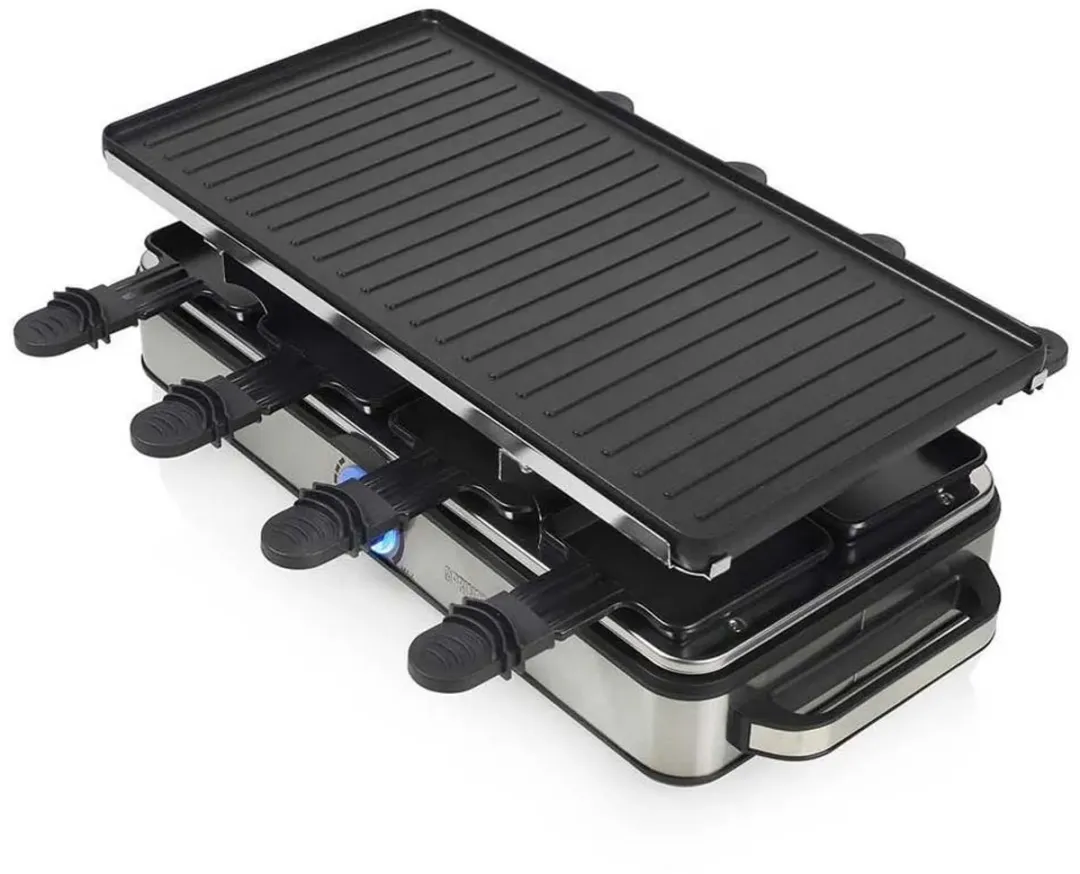 Princess 162645 Raclette 8 Personen - 1400W - 8 Pannetjes - Zilver