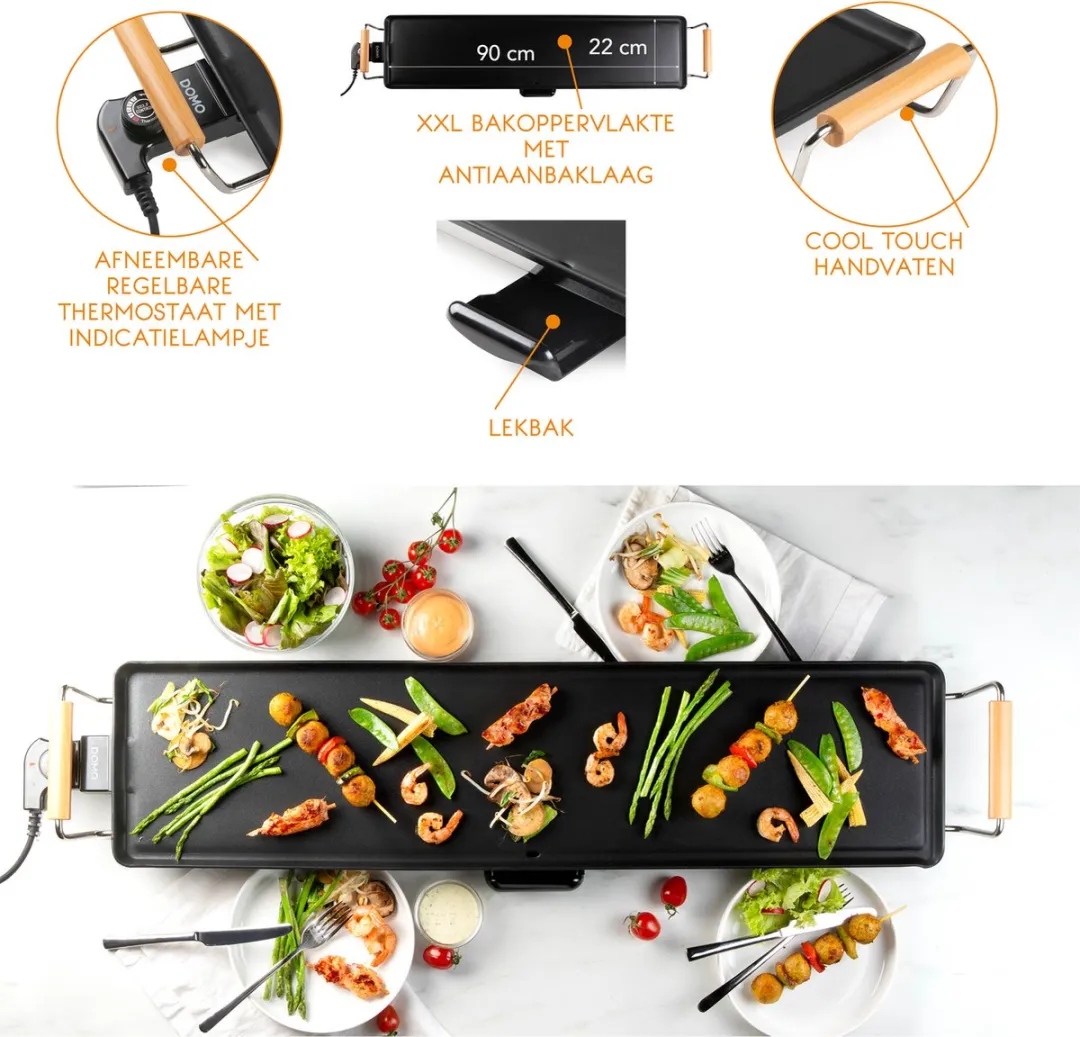 Domo DO8313TP Teppanyaki 90cm 1800W - Houtlook