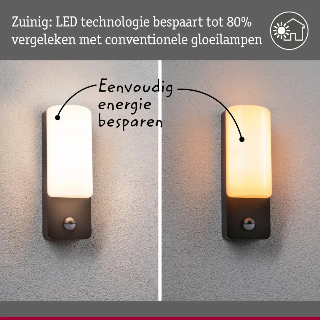Paulmann LED Wandarmatuur Bonnie Bewegingsmelder - 8,5W 560lm 2200-3000K Antraciet - afbeelding 6 van 6