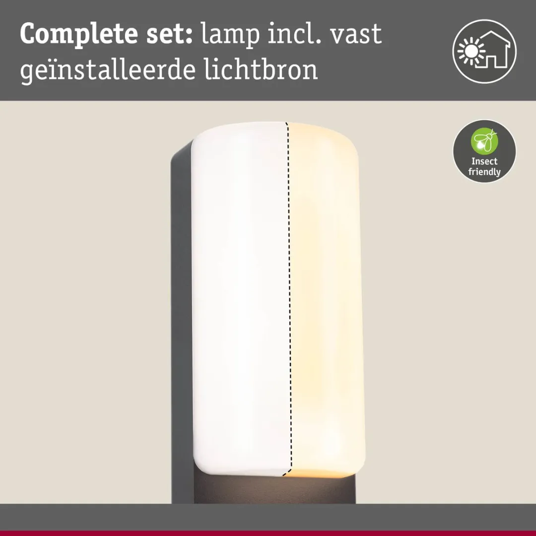 Paulmann LED Wandarmatuur Bonnie Bewegingsmelder - 8,5W 560lm 2200-3000K Antraciet