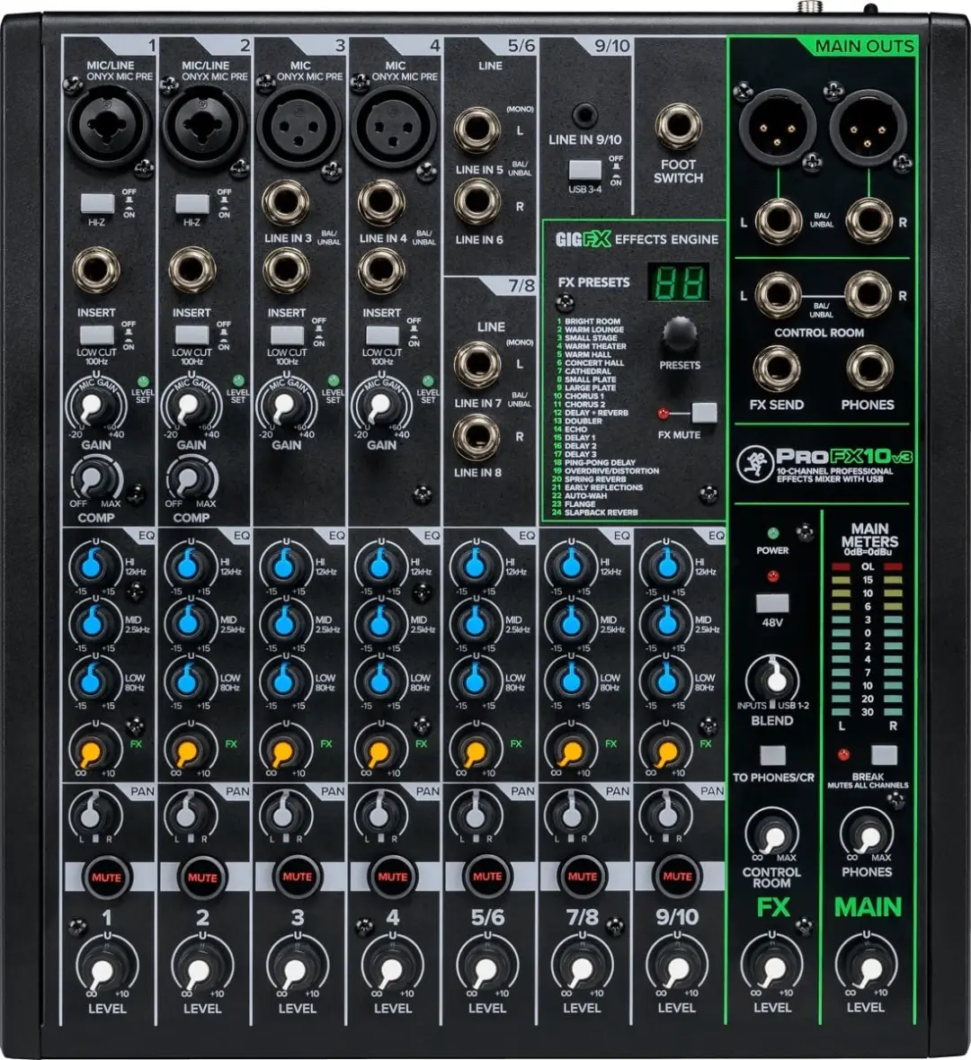Mackie ProFX10v3 mengpaneel met USB - 10 kanalen - afbeelding 2 van 6